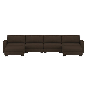 Nativa Interiors Veranda Solid + Manufactured Wood / Revolution Performance Fabrics® 6 Pieces Modular U-Shape Sectional with Ottoman Brown 166.00"W x 83.00"D x 33.00"H