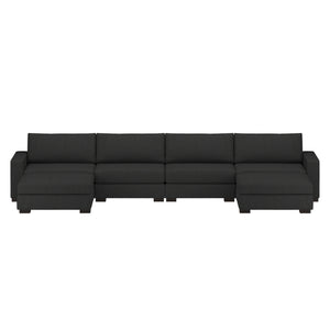 Nativa Interiors Veranda Solid + Manufactured Wood / Revolution Performance Fabrics® 6 Pieces Modular U-Shape Sectional with Ottoman Charcoal 166.00"W x 83.00"D x 33.00"H