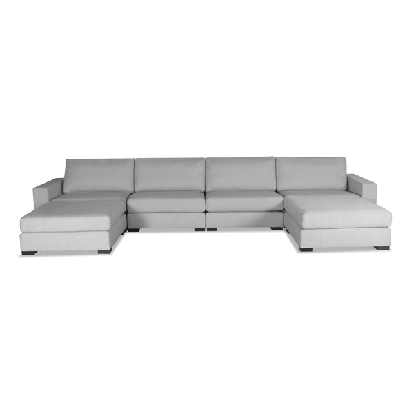 Nativa Interiors Veranda Solid + Manufactured Wood / Revolution Performance Fabrics® 6 Pieces Modular U-Shape Sectional with Ottoman Grey 166.00"W x 76.00"D x 33.00"H