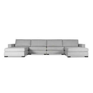Nativa Interiors Veranda Solid + Manufactured Wood / Revolution Performance Fabrics® 6 Pieces Modular U-Shape Sectional with Ottoman Grey 166.00"W x 83.00"D x 33.00"H