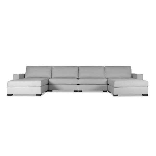 Nativa Interiors Veranda Solid + Manufactured Wood / Revolution Performance Fabrics® 6 Pieces Modular U-Shape Sectional with Ottoman Grey 166.00"W x 83.00"D x 33.00"H