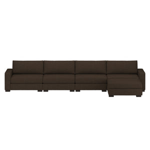 Nativa Interiors Veranda Solid + Manufactured Wood / Revolution Performance Fabrics® 5 Pieces Modular Symmetrical Sectional with Ottoman Brown 166.00"W x 83.00"D x 33.00"H