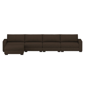 Nativa Interiors Veranda Solid + Manufactured Wood / Revolution Performance Fabrics® 5 Pieces Modular Symmetrical Sectional with Ottoman Brown 166.00"W x 83.00"D x 33.00"H