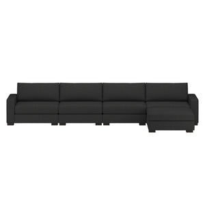 Nativa Interiors Veranda Solid + Manufactured Wood / Revolution Performance Fabrics® 5 Pieces Modular Symmetrical Sectional with Ottoman Charcoal 166.00"W x 83.00"D x 33.00"H