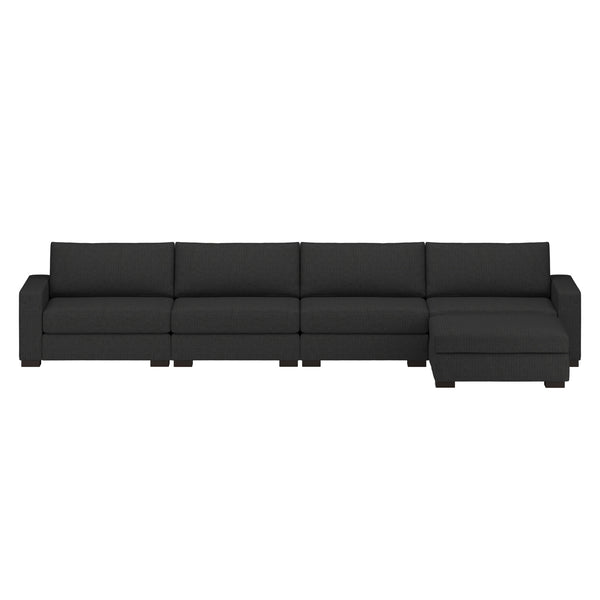 Nativa Interiors Veranda Solid + Manufactured Wood / Revolution Performance Fabrics® 5 Pieces Modular Symmetrical Sectional with Ottoman Charcoal 166.00"W x 83.00"D x 33.00"H