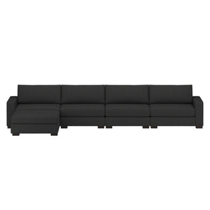 Nativa Interiors Veranda Solid + Manufactured Wood / Revolution Performance Fabrics® 5 Pieces Modular Symmetrical Sectional with Ottoman Charcoal 166.00"W x 83.00"D x 33.00"H