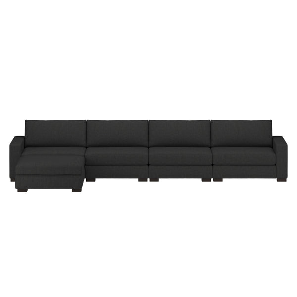 Nativa Interiors Veranda Solid + Manufactured Wood / Revolution Performance Fabrics® 5 Pieces Modular Symmetrical Sectional with Ottoman Charcoal 166.00"W x 83.00"D x 33.00"H
