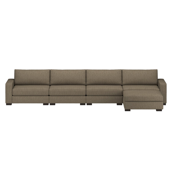 Nativa Interiors Veranda Solid + Manufactured Wood / Revolution Performance Fabrics® 5 Pieces Modular Symmetrical Sectional with Ottoman Flax 166.00"W x 83.00"D x 33.00"H