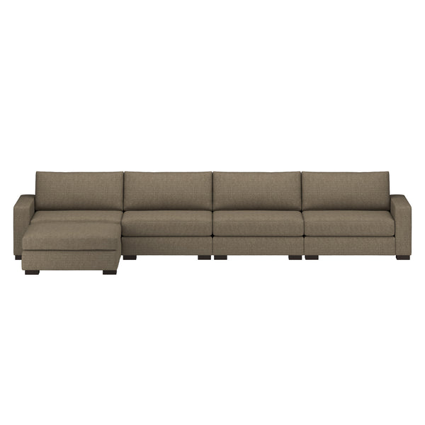 Nativa Interiors Veranda Solid + Manufactured Wood / Revolution Performance Fabrics® 5 Pieces Modular Symmetrical Sectional with Ottoman Flax 166.00"W x 83.00"D x 33.00"H