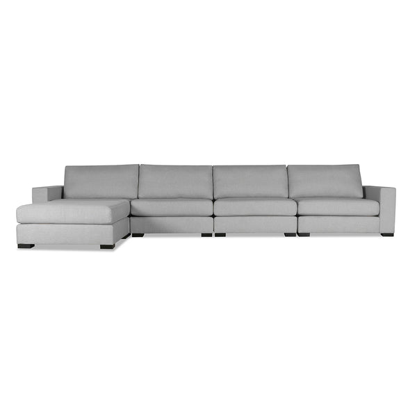 Nativa Interiors Veranda Solid + Manufactured Wood / Revolution Performance Fabrics® 5 Pieces Modular Symmetrical Sectional with Ottoman Grey 166.00"W x 76.00"D x 33.00"H