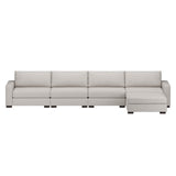 Nativa Interiors Veranda Solid + Manufactured Wood / Revolution Performance Fabrics® 5 Pieces Modular Symmetrical Sectional with Ottoman Off White 166.00"W x 83.00"D x 33.00"H