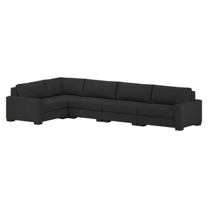 Nativa Interiors Veranda Solid + Manufactured Wood / Revolution Performance Fabrics® 5 Pieces Modular Right Hand Facing Sectional with Ottoman Charcoal 166.00"W x 83.00"D x 33.00"H