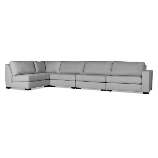 Nativa Interiors Veranda Solid + Manufactured Wood / Revolution Performance Fabrics® 5 Pieces Modular Right Hand Facing Sectional with Ottoman Grey 166.00"W x 83.00"D x 33.00"H
