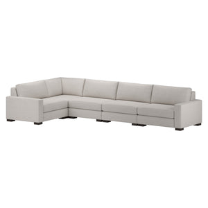 Nativa Interiors Veranda Solid + Manufactured Wood / Revolution Performance Fabrics® 5 Pieces Modular Right Hand Facing Sectional with Ottoman Off White 166.00"W x 83.00"D x 33.00"H