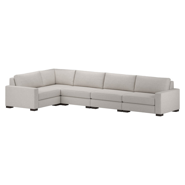 Nativa Interiors Veranda Solid + Manufactured Wood / Revolution Performance Fabrics® 5 Pieces Modular Right Hand Facing Sectional with Ottoman Off White 166.00"W x 83.00"D x 33.00"H