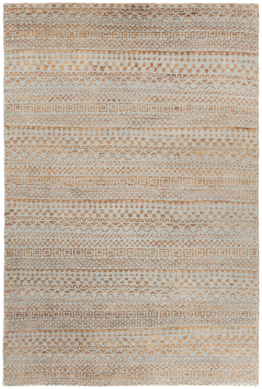 Chandra Rugs Selene 70% Wool + 30% Jute Hand-Knotted Contemporary Rug Rust/Charcoal 7'9 x 10'6
