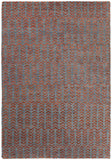 Chandra Rugs Selene 70% Wool + 30% Jute Hand-Knotted Contemporary Rug Blue/Rust 7'9 x 10'6