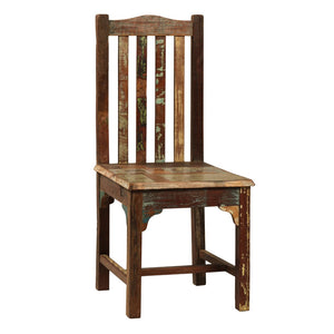 Dovetail Journee Distressed Painted Reclaimed Hardwood Lath Back Dining Side Chair, Set of 2 SEL020