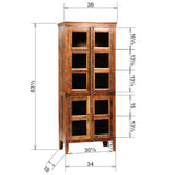 Dovetail Journee 84" Tall Distressed Painted Reclaimed Mango Wood and Glass Storage Cabinet SEM037