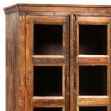 Dovetail Journee 84" Tall Distressed Painted Reclaimed Mango Wood and Glass Storage Cabinet SEM037