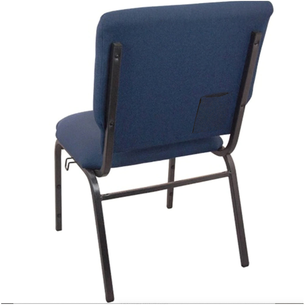 English Elm EE1101 Classic Commercial Grade 18.5" Church Chair Navy Fabric/Silver Vein Frame EEV-10882