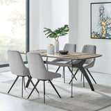 Andes and Alison Gray Fabric 5 Piece Rectangular Dining Set