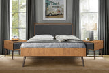 Coco Rustic 3 Piece Upholstered Platform Bedroom set in Queen with 2 Nightstands 