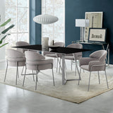 Cressida and Portia Gray Fabric 7 Piece Rectangular Dining Set