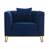 Everest 2 Piece Blue Fabric Upholstered Sofa & Chair Set