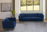 Everest 2 Piece Blue Fabric Upholstered Sofa & Chair Set