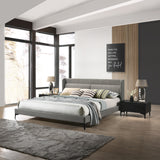 Legend 3 Piece Gray Fabric King Platform Bed and Nightstands Bedroom Set