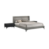 Legend 3 Piece Gray Fabric Queen Platform Bed and Nightstands Bedroom Set