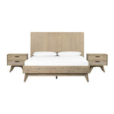 Baly 3 Piece Acacia King Platform Bed and Nightstands Bedroom Set