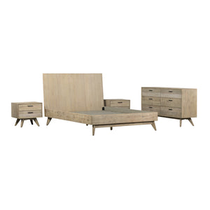 Baly 4 Piece Acacia King Platform Bedroom Set with Dresser and Nightstands