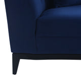 Melange 3 Piece Blue Velvet Living Room Seating Set