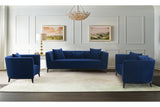 Melange 3 Piece Blue Velvet Living Room Seating Set