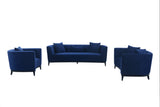 Melange Velvet/Wood 100% Polyester Sofa Set - 3-Piece