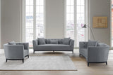 Melange 3 Piece Gray Velvet Living Room Seating Set