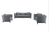 Melange 3 Piece Gray Velvet Living Room Seating Set