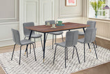 Messina and Gillian Light Gray Fabric 7 Piece Rectangular Dining Set