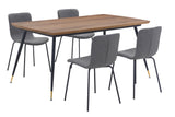 Messina and Gillian Dark Gray Faux Leather 5 Piece Rectangular Dining Set