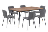 Messina and Gillian Dark Gray Faux Leather 7 Piece Rectangular Dining Set