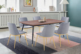 Messina Gray Velvet 7 Piece Rectangular Dining Set