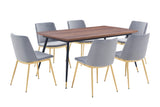 Messina Gray Velvet 7 Piece Rectangular Dining Set