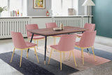 Messina Pink Velvet 7 Piece Rectangular Dining Set