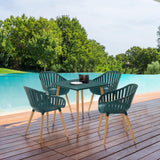 Nassau Outdoor 5 Piece Green Eucalyptus Dining Set