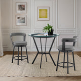 Naomi and Bryant 3-Piece Counter Height Dining Set in Black Metal and Grey Faux Leather