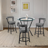 Naomi and Bryant 4-Piece Counter Height Dining Set in Black Metal and Grey Faux Leather