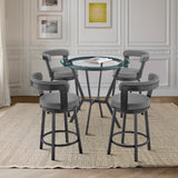 Naomi and Bryant 5-Piece Counter Height Dining Set in Black Metal and Grey Faux Leather