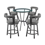 Naomi & Bryant Metal/Faux Leather/Glass 100% Polyurethane Swivel 5 Piece Dining Set